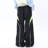 Men Sweatpants Stitching Contrast Color Charge Straight-Leg Pants Loose-Fitting Wide-Leg Trousers