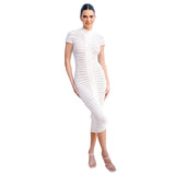 Women Dresses Autumn Short Sleeve Long Skirt Sexy Slim Knit Dress (Bla0420)