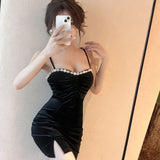 Women Maxi Dress Summer Sexy Gold Velvet Sheath Dress