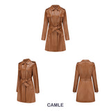 Red Leather Jacket Spring and Autumn Long Sleeve Leather Wind Coat