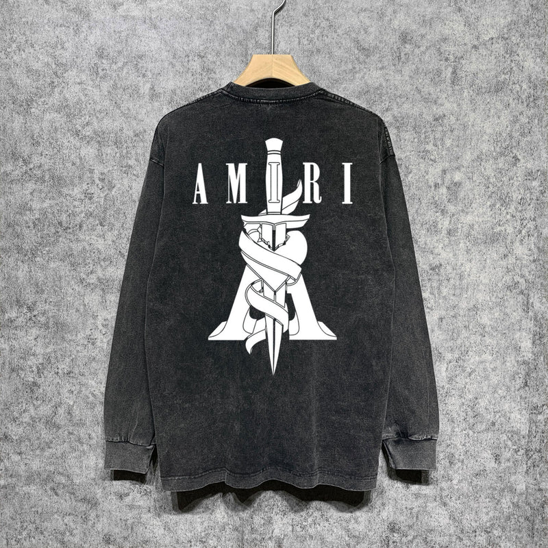 Amiri Long-Sleeve Shirt Sword Pattern Vintage Long Sleeve T-shirt