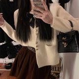 Women Knitted Cardigan Spring and Autumn Bow Sweater Coat