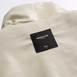 Unisex Winter Cotton Coat Stand-up Collar Cotton-Padded Clothes Vintage PU Leather Cotton-Padded Jacket