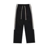 Men Sweatpants Elastic Waist Casual Pants Men's Loose Side Striped Sports Straight Trousers