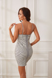 Women's Evening Dress Striped Dress Sexy Suspenders Hip Skirt