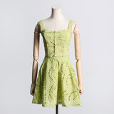 Women Dresses Summer Strap Lace Embroidery Hollow Dress (Qymy0409)