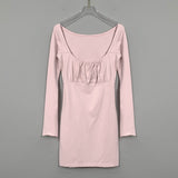 Women Dresses Square Collar Dress Short Skirt Hip Skirt