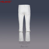 MIJKO Mens Vintage Pants Chain Decorative Casual Denim