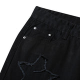 Men Sweatpants Five-Pointed Star Embroidered Straight-Leg Trousers Solid Color Loose Jeans