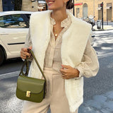 Women Trench Coat Lamb Wool Vest Coat Winter Loose and Simple Casual Sleeveless Vest Top