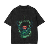 Summer washed old retro short-sleeved T-shirt