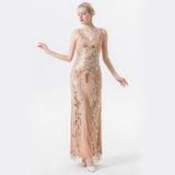 Flappers 1920S Dress Sequins Dress Temperament Deep V-neck Slim-Fit Dress