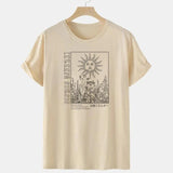 Celestial Sun Floral Print T-Shirts Female Vintage Boho
