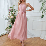 Women's Evening Gown Sexy Halter Strap Chiffon Dress