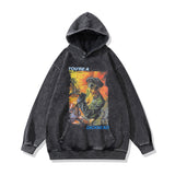 Men Hoodie Vintage Distressed Loose Terry Coat for Men and Women