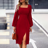 Women Dress Square Collar Dress