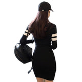 Women Maxi Dress Autumn and Winter Stand Collar Zipper Slim Fit Knitted Sheath Dress