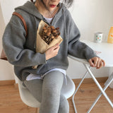 Women Knitted Cardigan Zipper Hooded Sweatshirt Casual Sweater Women's Loose Sweater Coat