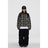 Unisex Jacket Vintage Plaid Coat Men's and Women's Loose Cargo Jacket