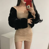 Women Dresses Spring Slim Fit Sheath Sexy Long-Sleeved Bubble Sleeve Dress