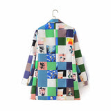 Women Suits Autumn Printed Double Breasted Suit Jacket