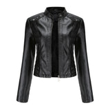 Red Leather Jacket Women's Rivet Leather Coat Spring and Autumn Jacket