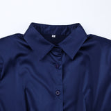 Women Dress Silk-like Matte Satin Shirt Dress