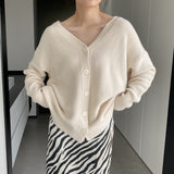 Women Cardigan Sweater V-neck Long Sleeve Cardigan 8t3122