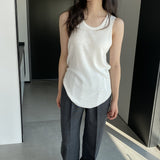 Women Knitted Two-Piece Set Spring Loose Sweater round Neck Vest Blouse Ab29