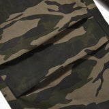 Men Sweatpants Tooling Camouflage Pants Pleated Casual Straight-Leg Drawstring Trousers