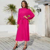 Women Date Dress Ol Slim Fit Long Dress Autumn and Winter Stand Collar Dress