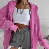 Women Trench Coat Knitted Hooded Jacket Autumn and Winter Pink Casual