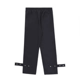 Men Sweatpants Zipper Functional Workwear Casual Pants Men Vibe Elastic Waist Drawstring Pants Feet Button Loose Trousers