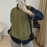 Women Knitted Pullover round Neck Knitted Sweater Vest