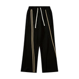 Men Sweatpants Loose Straight Sweatpants Men's Striped Stitching Casual Sports Trousers