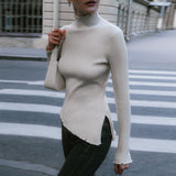 Ladies Leisure Knitwear Skinny Knit Bottoming Shirt Autumn and Winter Long-Sleeved Shirt