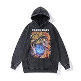 Men Hoodie Anime Hoodie Hip Hop Washed and Worn Hooded Sweatshirt