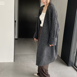 Women Cardigan Sweater Autumn and Winter Woolen Coat Baggy Coat Long Sleeve Jacket K331