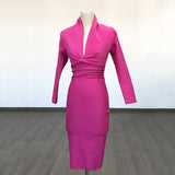 Women's Evening Dress Sexy V-neck Long Sleeve Bandage One-Piece Dress