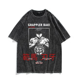 Washed Vintage Short Sleeve T-Shirt Baki Hanma