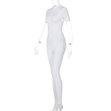 Women Jumpsuit Spring Short Sleeve Zipper Sports Yoga Jumpsuit (Hawthaw0412)