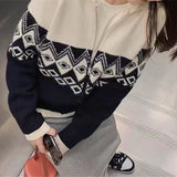 Women Knitwear Fall and Winter Lapels Sweater Loose Retro Cardigan