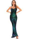 Women's Evening Gown Evening Dress Sexy Strap Vintage Sequins Dress