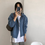 Women Knitted Cardigan Zipper Hooded Sweatshirt Casual Sweater Women's Loose Sweater Coat