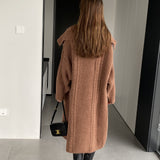 Women Cardigan Sweater Autumn Sweater Coat Lapel Loose Long Sweater W2353