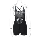 Women Jumpsuit Spring Sexy Backless Lace up Slim Fit Bodysuit