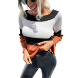 Women Knitted Sweater Autumn and Winter Loose Women's Casual Fashion Stitching Long Sleeve Sweater