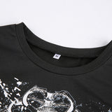 Women T-shirt Retro Black Short-Sleeved T-shirt Summer Crop-Top Short Top