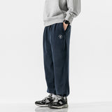 Men Pants Retro Drawstring Pocket Zipper Casual Polar Fleece Sweatpants