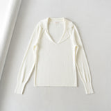 Women Sweater Knitwear Sexy Polo Collar Knitwear V Lapel Knitted Top Bottoming Shirt
